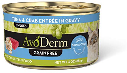 AvoDerm Natural Tuna & Crab Entrée in Gravy - Grain Free Wet Canned Cat Food 3 oz