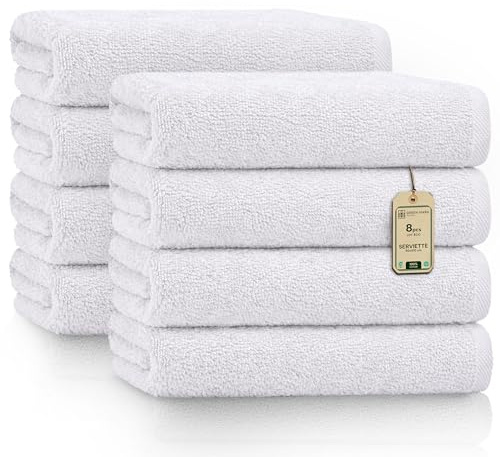 GREEN MARK Asciugamani – Set da 8 Pezzi – 100% Cotone, Morbidi e Altamente Assorbenti, Qualità Premium per Bagno, Spa e Palestra, 50 × 100 cm, Bianco