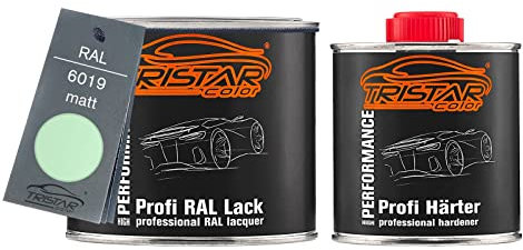 TRISTARcolor RAL 6019 Weissgrün peinture automobile mate 2K, pot de 0,75 litre / 750 ml, durcisseur inclus