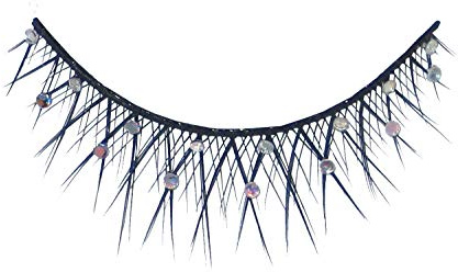 Eulenspiegel 000946 - Künstliche Wimpern, Schwarz gekreuzt, mit Glitzer, 1 ml Spezial-Wimpernkleber, Anleitung, für Karneval, Mottoparty