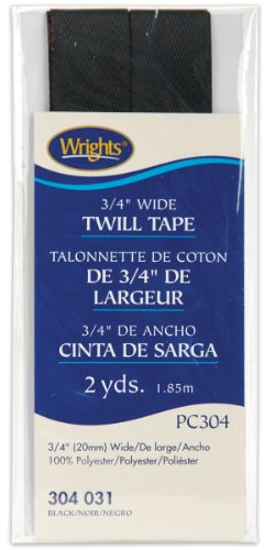 Wrights 117-304-031 Twill Tape, Black, 2-Yard
