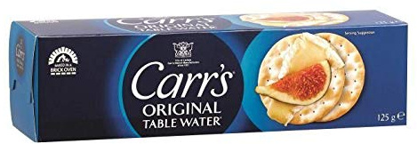 Carr's Original Table Water Crackers, 125 g (Pack of 1) | Crispy & Crunchy, Low-Calorie, High in Fiber & Protein, Vegetarian Friendly, Great for Pairing with Cheese