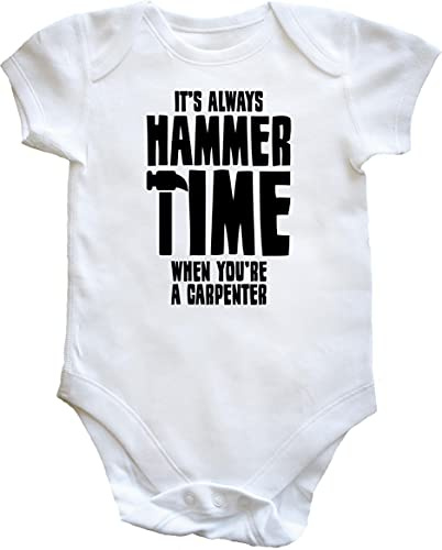 Hippowarehouse It's always hammer time when you're a carpenter baby vest bodysuit (short sleeve) boys girls