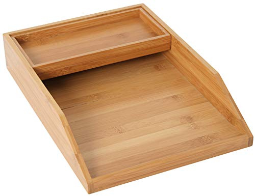 Ablage- und Stiftebox Bambus, 2-teilig, Schreibtischorganizer mit Ablageflächen für Dokumente, Briefe und Stifte, von Bartl Office-Line-Bambus