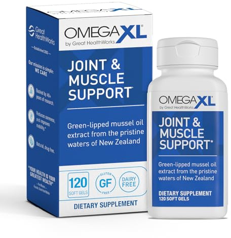 OmegaXL Joint Support Supplement - Natural Muscle Support, Green Lipped Mussel Oil, Soft Gel Pills, Drug-Free, 120 Count