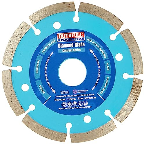 Faithfull FAIDB115C Paving Slab, Concrete, Brick and Roofing Tiles, General Purpose Diamond Cutting Blade 115mm (4.5 Inch)