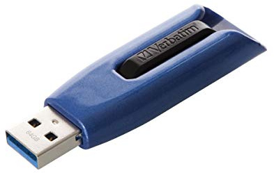 VERBATIM Store 'n' Go V3 MAX USB-Stick - USB-3.2 Gen 1 - 64GB - memorystick with sliding-mechanism - SuperSpeed-interface - external storage for laptop notebook and co - blue/black
