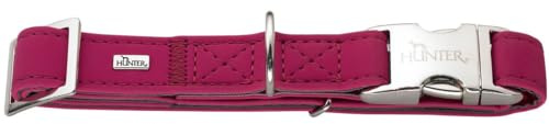 HUNTER Softie ALU-Strong Hundehalsung | Kunstleder in Nubukoptik, Made in Germany, Alu-Strong Steckverschluss, stufenlos verstellbar, Farbe: himbeere, Größe: M