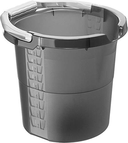 Rotho Daily Eimer 10l mit Softgriff, Ausguss und Skala, Kunststoff (PP) BPA-frei, anthrazit, 10l (32,0 x 29,0 x 27,5 cm)