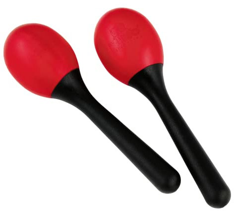 Nino Percussion Small Egg Maracas - 1 Paar kleine Shaker für Kinder ab 3 Jahren - Musikinstrument - Kunststoff, Schwarz und Rot (NINO569R)