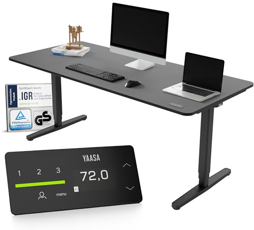 Yaasa Desk Pro 200x80cm, Schreibtisch höhenverstellbar für Büro, Stehtisch