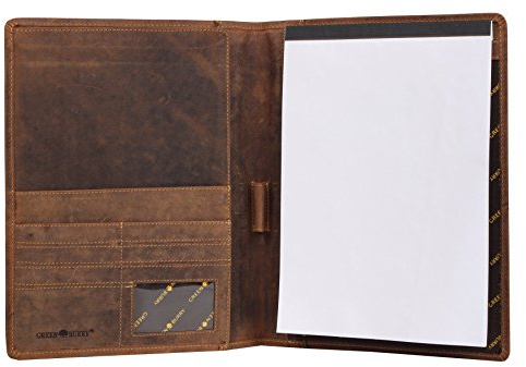 Greenburry Vintage Leder Schreibmappe A4 braun Konferenzmappe Leder - 32 x 25 x 2 cm