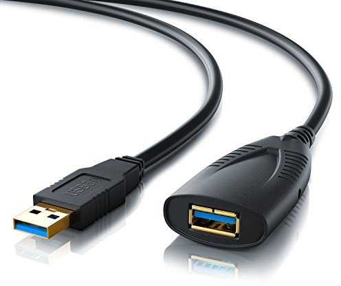 CSL - Rallonge USB 5m, Rallonge USB 3.0, Cable USB Male Femelle, avec amplificateur Actif répéteur, Câble Extension Compatible pour Clé USB, Hub USB, Disque Dur Externe, Clavier, Imprimante, Webcam