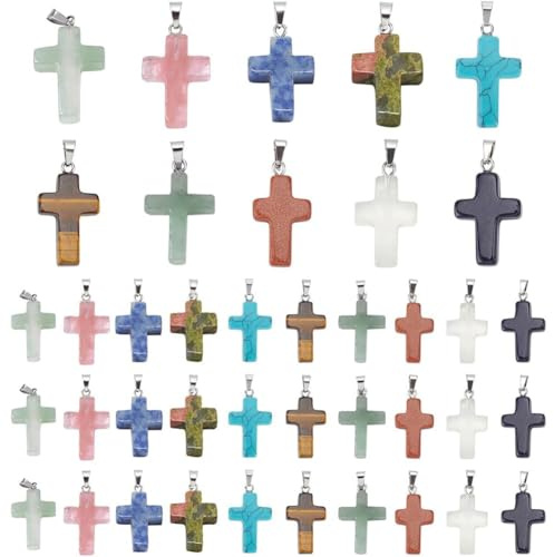 PH PandaHall Stone Pendants Charms Dop Chakra Beads Pendants Quartz Charms for Necklace Jewelry Making