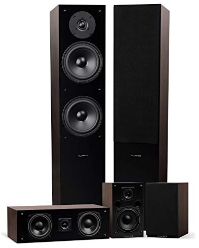 Fluance Elite High Definition Surround Sound Home Theater 5.0 Channel Speaker System Including Floorstanding Towers, Center Channel and Rear Surround Speakers - Natural Walnut (SXHTBW)