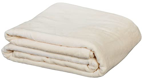 Earthlite Manta de Forro Polar, Microfibra cepillada extrasuave, Reversible, Lavable a máquina (60 x 90 Pulgadas), Color Crema