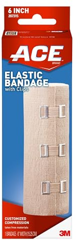 ACE 6 Inch Elastic Bandage with Clips, Beige, Great for Chest and More, 1 Count