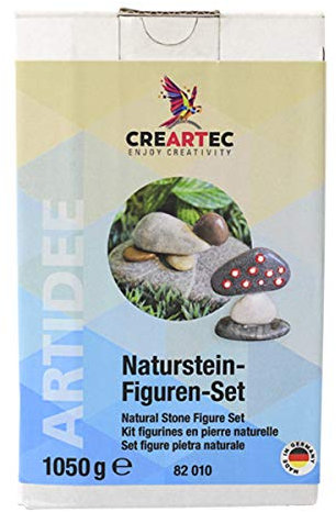 CREARTEC Naturstensfigurer – set – komplett med kiselstenar och stendekaler – Made in Germany