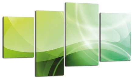 wandmotiv24 Leinwandbild Grüner Traum LW351 Wandbild, Bild auf Leinwand, 4 Teile, 180x115cm, Kunstdruck Canvas, XXL Bilder, Keilrahmenbild, fertig aufgespannt, Bild, Holzrahmen, Technik, Bunt, Sound