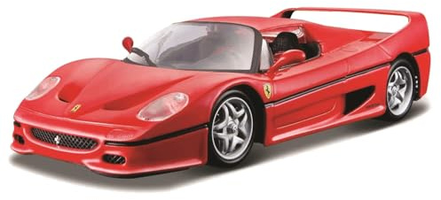 Bburago Race&Play Ferrari F50, rot- Supercar Modellauto 1:24 Die-Cast Originalgetreues Sammlerauto Spielzeugauto mit beweglichen Türen, Motorhaube & Kofferraum ab 3+ (18-26010)