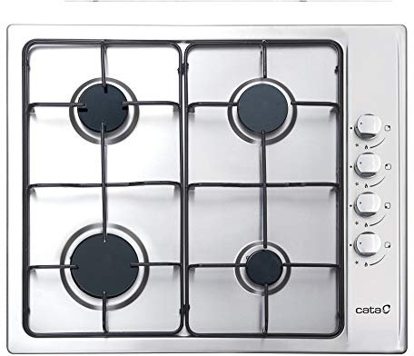 Cata Placa de Gas GIB 6004 X con 4 quemadores de gas. Ancho de 58 cm. Potencia 7,5 Kw. Parilla Esmaltada. Inyectores Incluidos. Uso Exclusivo Gas Butano