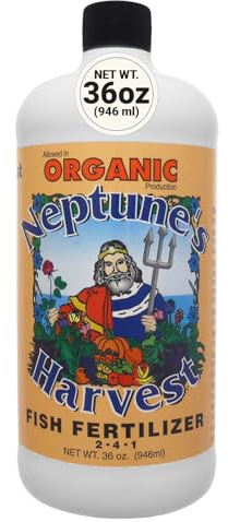 Neptune's Harvest Fish Fertilizer (2-4-1) - Organic Liquid Plant Fertilizer - Fish Hydrolysate for Vegetables, Flowers, Fruit, Trees, Grass - Indoor and Outdoor Plant Food (Quart)