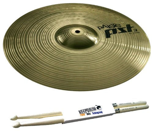 PAISTE PST 3 16 Crash Becken + 5A keepdrum Drumsticks
