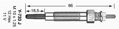 NGK Candeletta Diesel 11,0V Apertura chiave:12 mm Dimensioni filettatura:M10 x 1,25 Modello candeletta:Candeletta metallica Compatibilità con MITSUBISHI L 200 K7T, K6T PAJERO II V3W, V2W, V4W