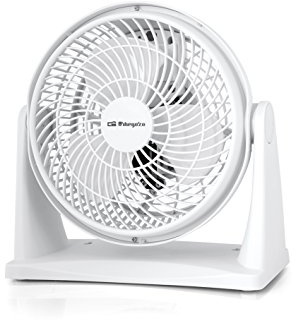 Orbegozo BF 0128 - Ventilateur Box Fan 2-en-1, installation sur table et murale, 2 vitesses, tête orientable, pales de 23 cm, 23 W, blanc