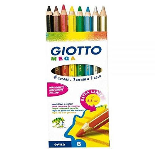Giotto 2254 00 - Mega, Kartonetui 8 sortierte Dickkernfarbstifte