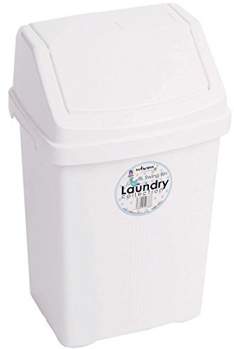 H-WHAM Mülleimer mit Schwingdeckel, 8 Liter, robust, 22x19 cm, weiss: Camping Bad WC Abfalleimer Wohnwagen Windeleimer Kosmetikeimer