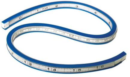 Westcott TC-385 flexibles Kurvenlineal, 40 cm / 16 Zoll, weiß/blau