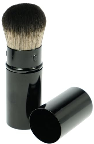 Fantasia 91182 Puderpinsel vegan einschiebbar, Schwarz | mit Kappe, Professioneller Makeup Pinsel, aus feinstem TorayHaar, Höhe 10cm