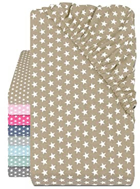 Emily´s Check Baumwolle Spannbettlaken - Sternen im Alloverdesign 445.511, 70 x 140-150 cm, Taupe