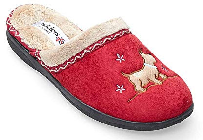 Padders Scotty Wide Fitting Open Back Womens Memory Foam Slippers (5 UK, Red, numeric_5)