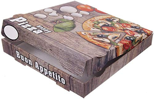 TOP 100 Pizzakartons Pizzaboxen braun NYC New York 4,2cm hoch Piccante Verschiedene Größen zur Auswahl (24x24x4.2cm)