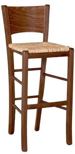 OKAFFAREFATTO MADDALONI SEDIA SGABELLO IN LEGNO MASSELLO H CM 67 DA TERRA NOCE SCURO CON SEDUTA IN MASSELLO ROTONDO PUB PIZZERIA nuovo già montato