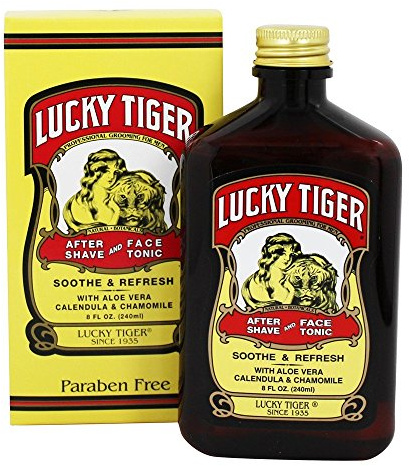 Lucky Tiger After Shave and Face Tonic (8 Fl Oz) – Alcohol-Free AfterShave Lotion for Men – Soothing Face Toner with Aloe Vera, Calendula & Chamomile for Razor Burn Treatment