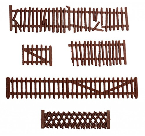 NOCH® Gartenzäune, Modellbau Zaun mit Brauntönen, 72 Teile, Gesamtlänge ca. 270 cm für die Spurweite H0, ideal für DIY und Basteln