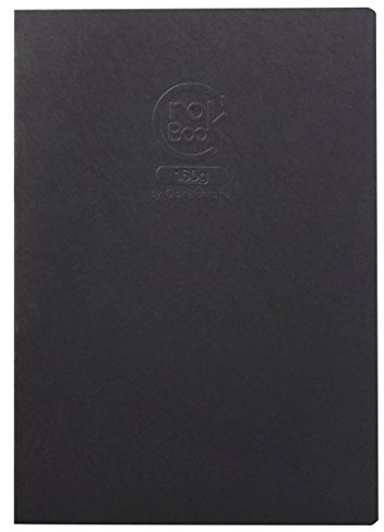 Clairefontaine 60352C Zeichenheft Crok´Book (mit 160 g Sketch-Papier, ideal für Notizen und Skizzen, Hochformat DIN A3, 29,7 x 42 cm, 20 Blatt) schwarz