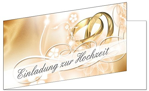 50 Stück Einladungskarten zur Hochzeit (EKT-102) Format DIN lang Einladungen Ringe Trauung Feier