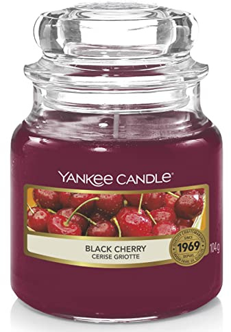 Yankee Candle Scented Candle | Black Cherry Small Jar Candle | Burn Time: Up to 30 Hours