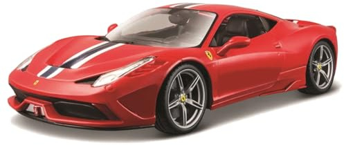 Bburago Ferrari 458 Speciale: Modellauto im Maßstab 1:18, Ferrari Race & Play Serie, Türen, Kofferraum und Motorhaube zum Öffnen, lenkbar, 24 cm, rot (18-16002R)