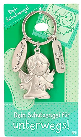 Depesche 7518-009 Schutzengel Schlüssel-Anhänger aus Metall, Glücksbringer mit Engel, Schlüsselring und liebevoller Botschaft, zum Verschenken an Familienmitglieder, Freunde und Bekannte
