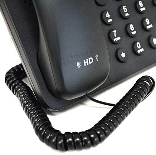 kenable Telephone Handset Coiled RJ10 Plug to RJ10 Plug Cable Lead Black 2m [2 metres]
