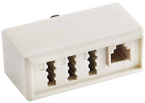 BestPlug Telefon Fax Adapter Verteiler Splitter Weiche Verbindungsstück, 1 TAE-F Stecker auf 1 TAE-N Buchse, 2 TAE-F Buchse und 1 RJ11 Buchse, Beige