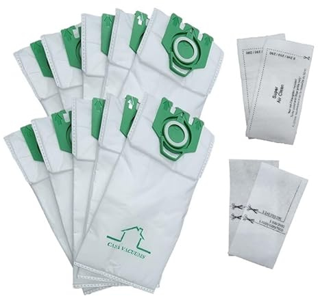 Casa Vacuums 10 PK Replacement Bags for Miele U Series; Fit U1, S7, S7000-S7999 Upright Vacuums; 3D 10 Bags + 4 Filters