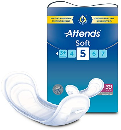 Attends Soft 5, Hygiene-Einlagen, bei mittlerer Blasenschwäche, 38 St