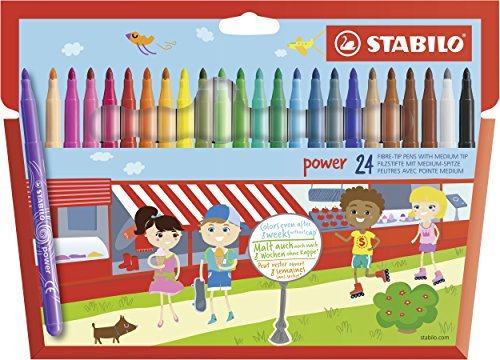 STABILO - Filzstift - power - 24er Pack - mit 24 verschiedenen Farben