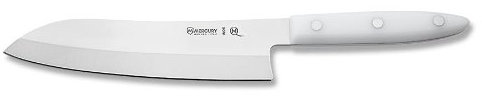 Mercury - Coltello Cogu Giapponese 19 cm - Acciaio INOX finitura Satinata - Linea Delfino - Manico Bianco
